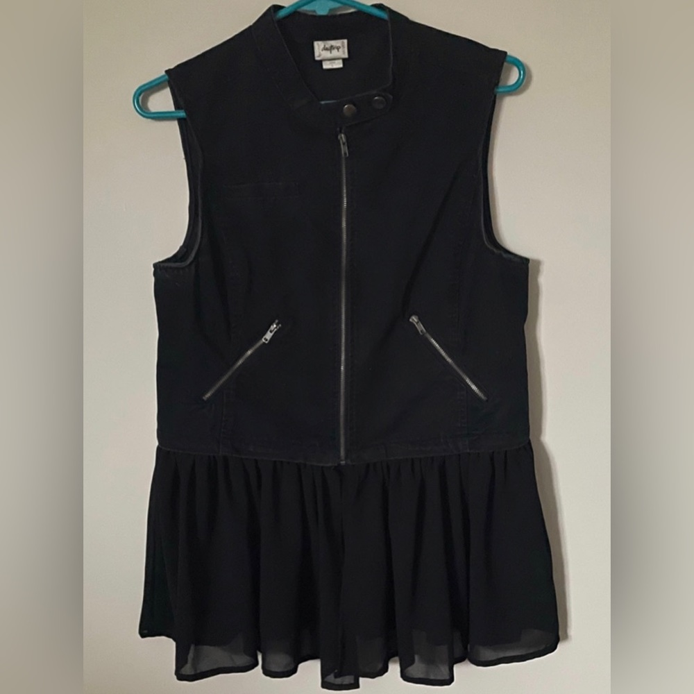 Black Flowy Zip Up Shirt
